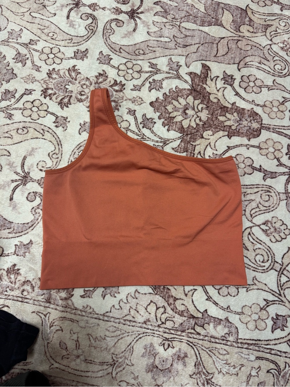 Athleta One-Shoulder Ribbed Crop Top - Rust Orange